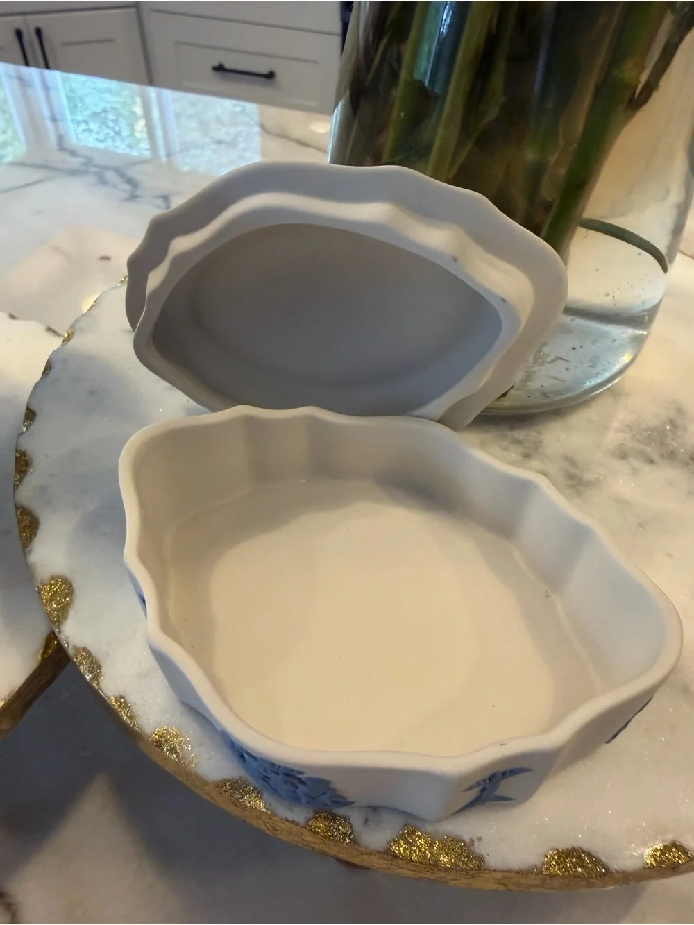 Vintage Wedgwood White and Blue Jasperware Covered Dish